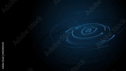 Network protection concept on abstract technology background. Protection data security concept. Cybersecurity digital Protection system innovation concept.