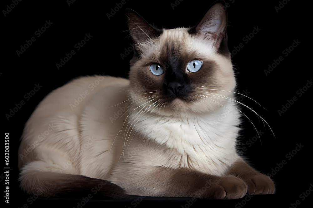 Balinese cat - Originated in the United States, a longhaired variant of the Siamese, known for their vocalizations and affectionate, loyal nature (Generative AI)