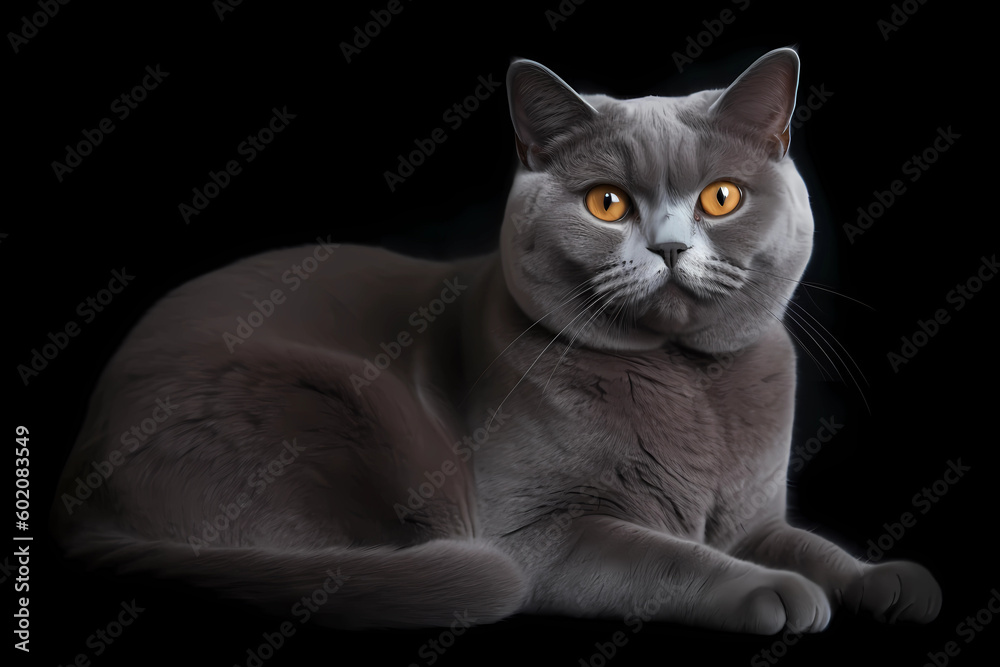 British Shorthair cat - Originated in the United Kingdom, known for their thick, plush fur and laid-back, easygoing personalities (Generative AI)