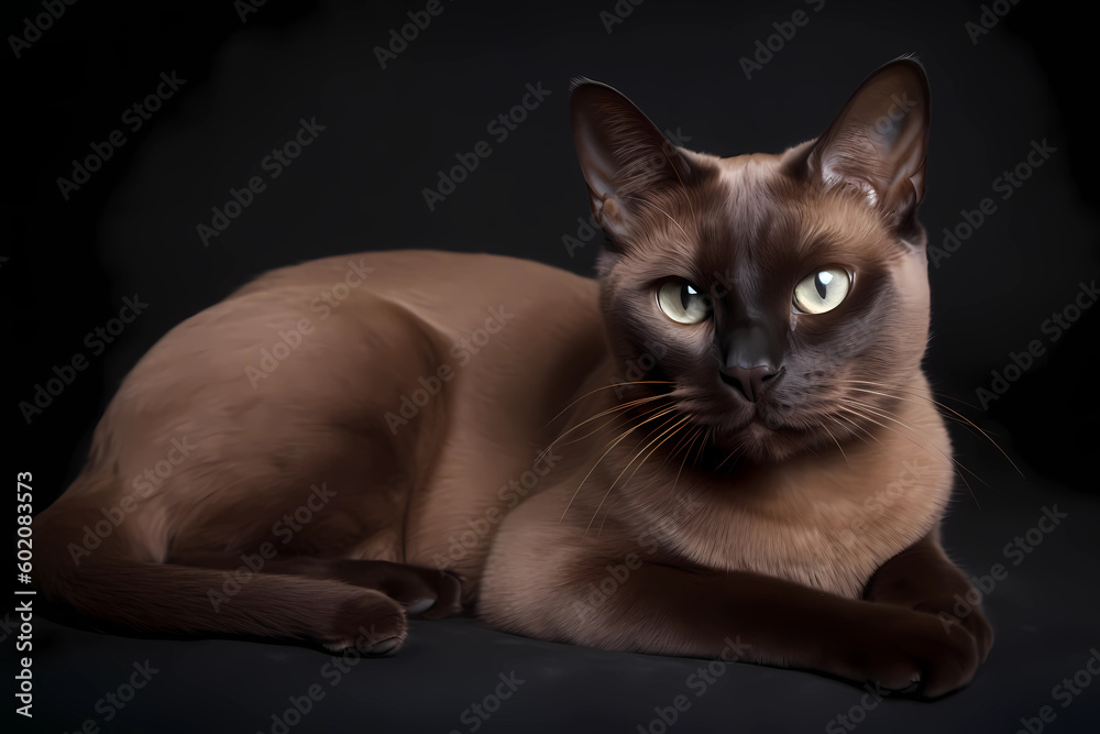 Burmese cat - Originated in Burma, known for their sleek, muscular build and outgoing, affectionate nature (Generative AI)