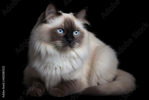 Birman cat - Originated in Myanmar, known for their blue eyes and white-gloved paws (Generative AI)