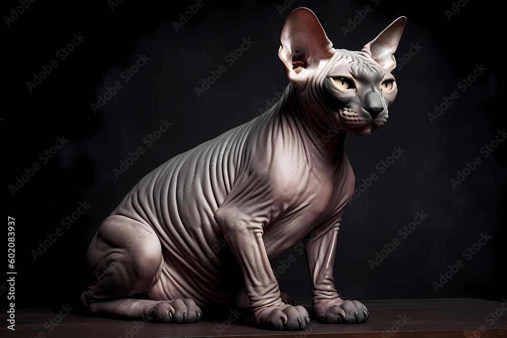 Sphynx cat  - Originated in Canada, known for their lack of fur and affectionate, outgoing personalities (Generative AI)