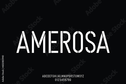 Minimalist modern stencil type display font vector