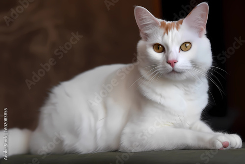 Turkish Van cat - Originated in Turkey, known for their unique pattern of white and colored fur and playful, active personality (Generative AI)