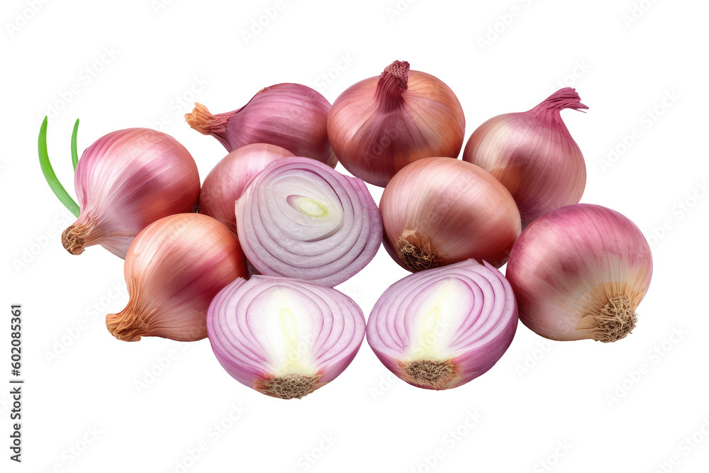 Shallots isolated on transpant background. Generative Ai Shallots isolated on transpant background. Generative Ai