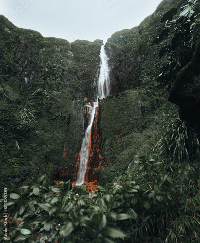 Waterfall in Guadeloupe Caribbean island. Chutes du Carbet, waterfall in Guadeloupe National Park. photo