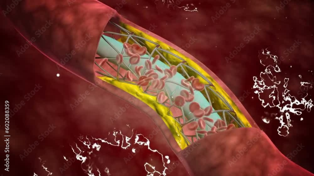 Atherosclerosis, animation. Cholesterol plaque, atherosclerosis and