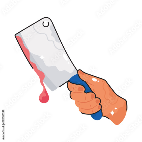 chopper knife doodle vector outline icon. EPS 10 file