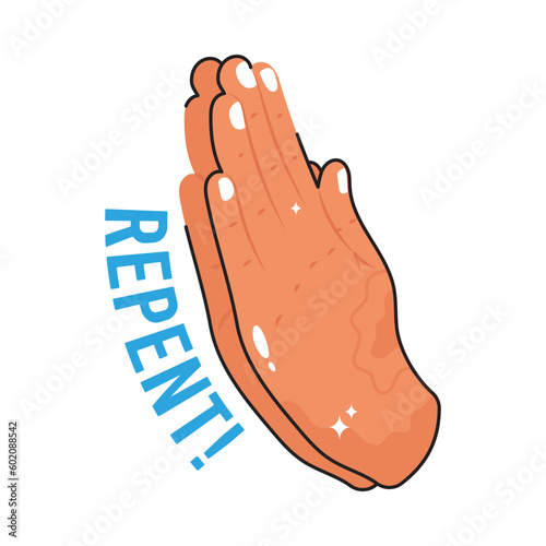 Repent doodle vector outline icon. EPS 10 file