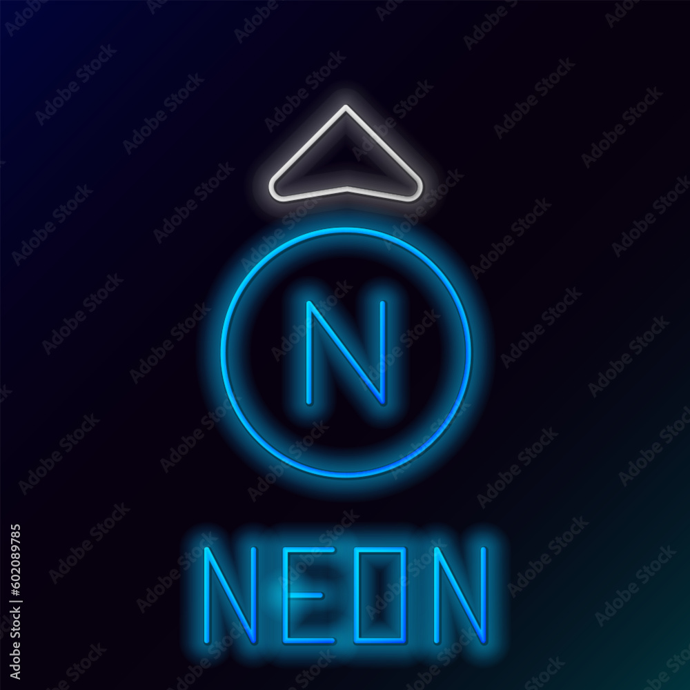 Glowing neon line Compass icon isolated on black background. Windrose navigation symbol. Wind rose sign. Colorful outline concept. Vector Glowing neon line Compass icon isolated on black background. Windrose navigation symbol. Wind rose sign. Colorful outline concept. Vector