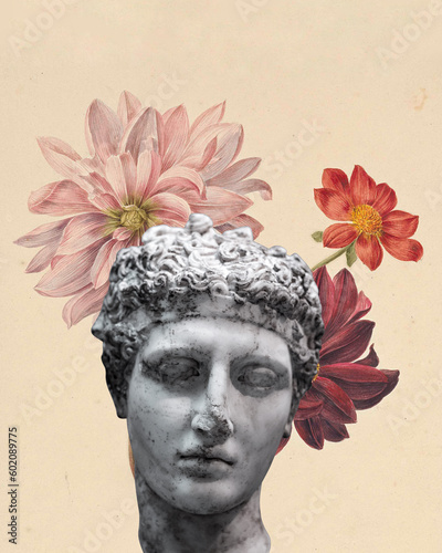 Digital and Analog Mixed Medium illustration. Vintage Collage. Archetypal theme. 