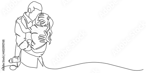 Fathers day line art style vector illustration, father and daughter line art hand drawn illustration