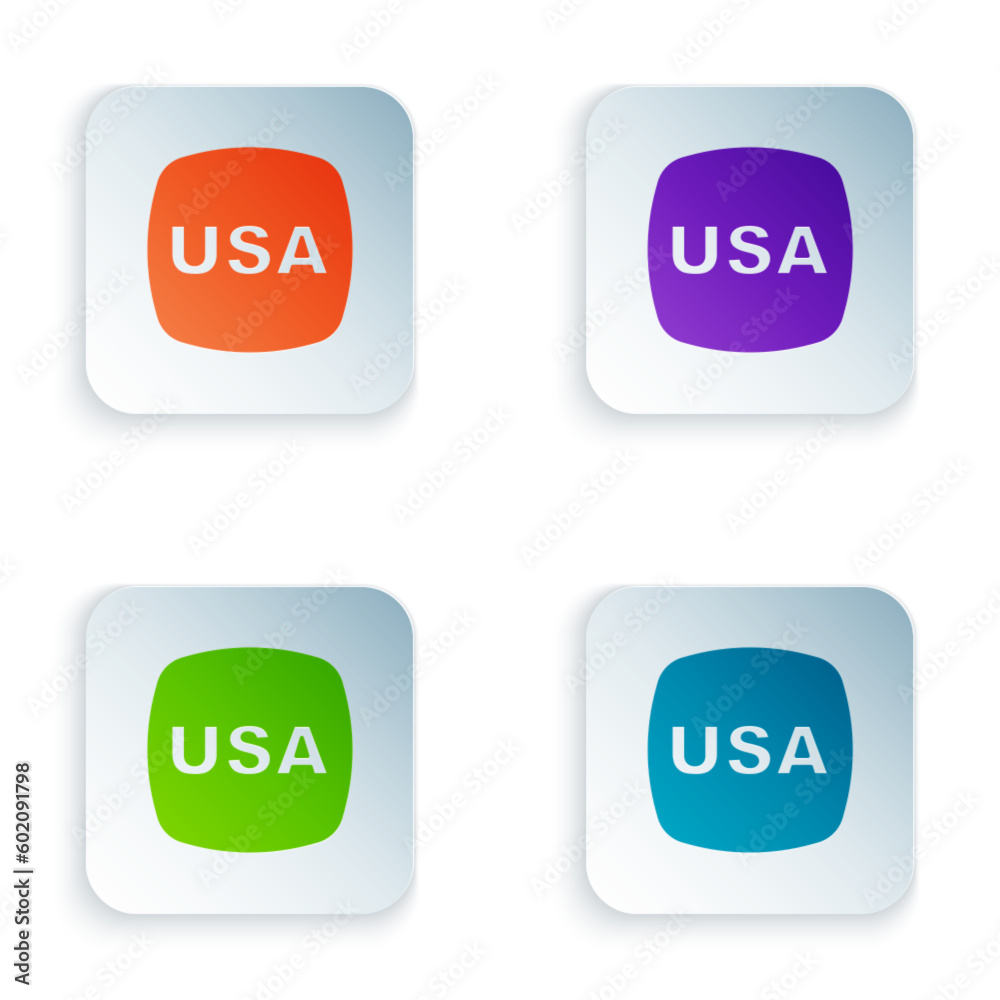 Color USA Independence day icon isolated on white background. 4th of July. United States of America country. Set colorful icons in square buttons. Vector Color USA Independence day icon isolated on white background. 4th of July. United States of America country. Set colorful icons in square buttons. Vector
