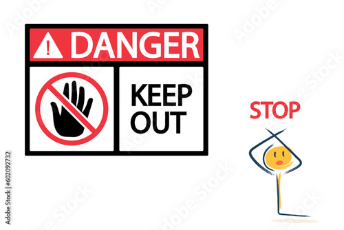 the character announces anxiety, danger. A sign of attention and danger, a stop sign