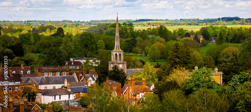Aerial view of Wallingford, a historic market town and civil parish located between Oxford and Reading on the River Thames in England photo