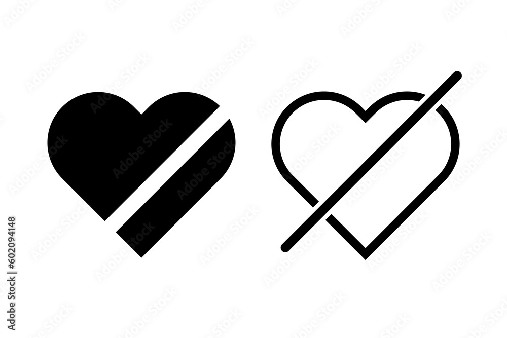 No love icon. Crossed heart. Dislike. Vector No love icon. Crossed heart. Dislike. Vector