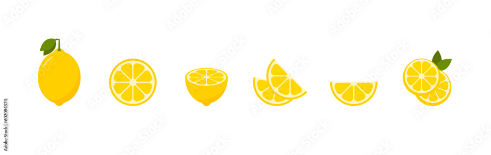 Citrus lemon slices set. Vector EPS 10 Citrus lemon slices set. Vector EPS 10