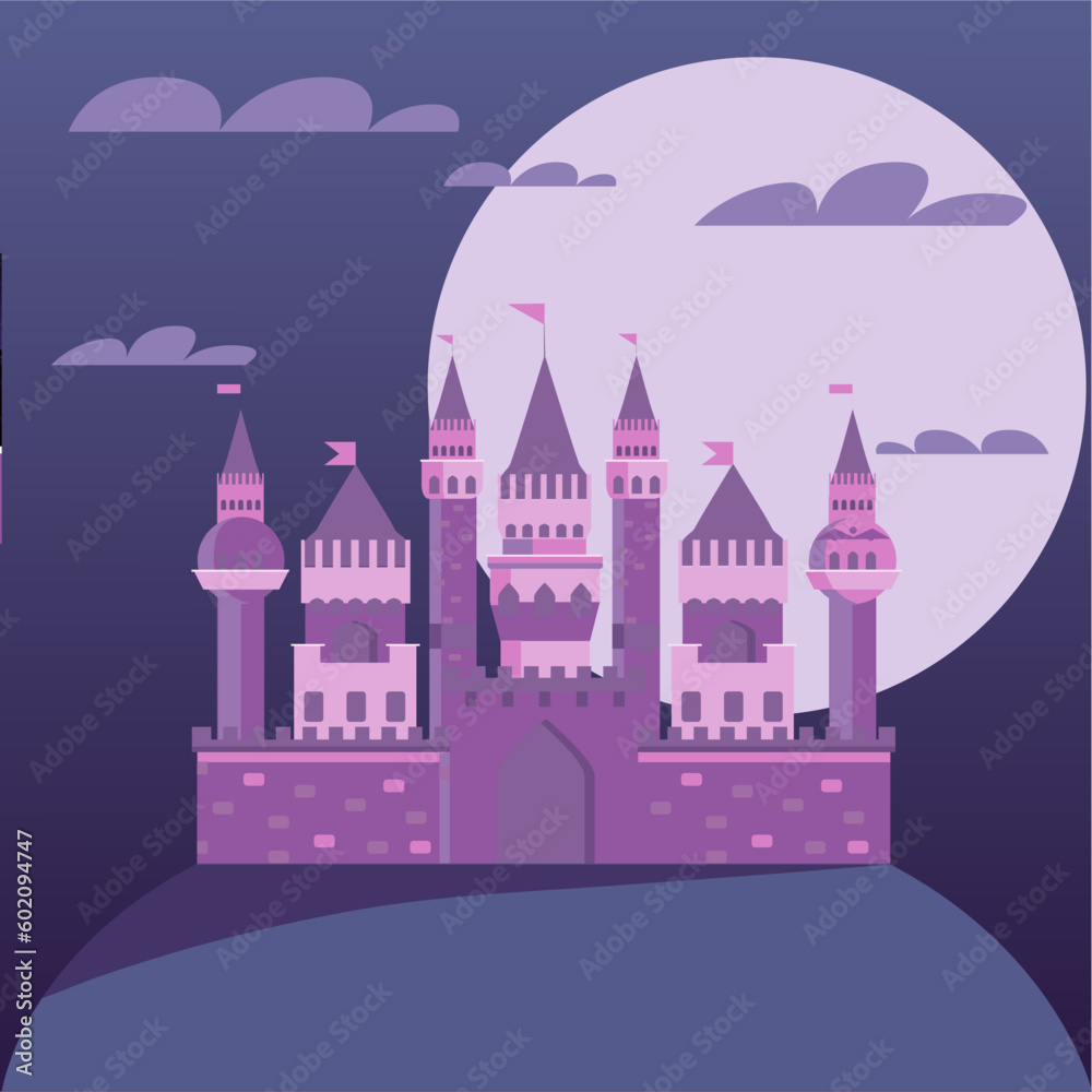 castle_palace_night of the princess flat style

