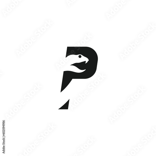 P letter logo with viper snake negative space