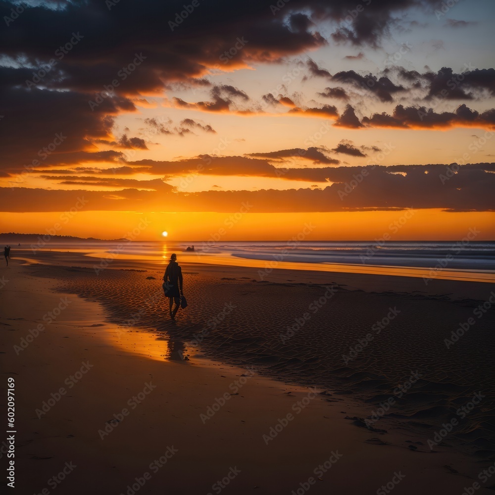 Naklejka premium sunset at the beach