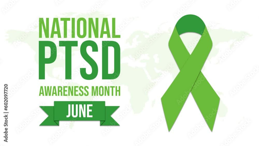 National PTSD Awareness Month is observed every year in June 4k typography animation. Posttraumatic Stress Disorder