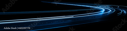 Fotografiet blue car lights at night. long exposure