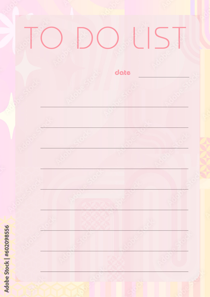 Notebook page, To do list. Digital illustration. Notebook page, To do list. Digital illustration.