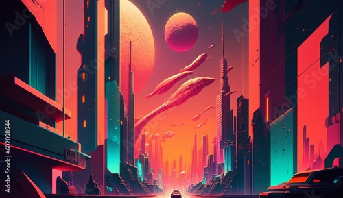 Dream city Creative illustration .Generative AI.