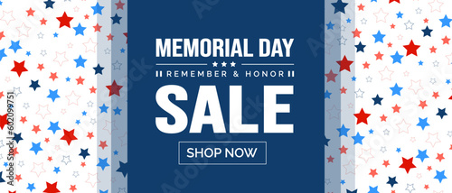 Memorial day sale vector banner template. Memorial Day sale Background or banner design template with USA flag Vector. Remember and Honor.  National American holiday illustration.