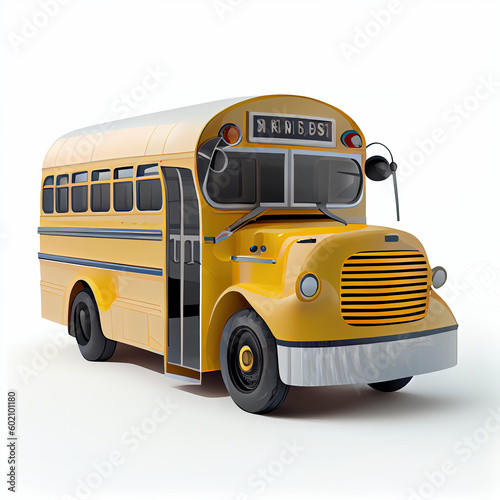 School bus isolated on white background Generative AI