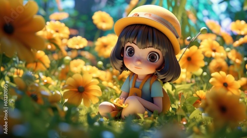 little child with flowers