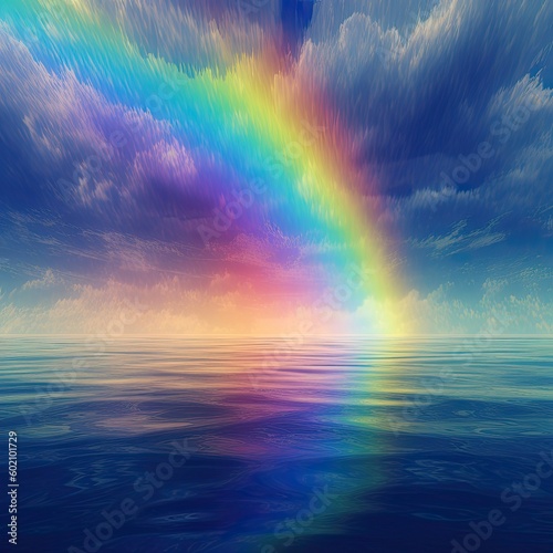 Fantasy Art  A Rainbow Over the Blue Lake - Generative Illustration  Generative AI