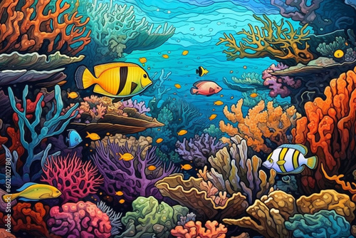 Illustration marine life underwater Generative AI