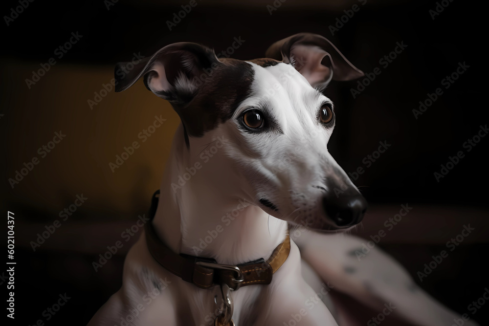 Whippet - originated in England, a small sighthound breed known for their speed and gentle personality (Generative AI)
