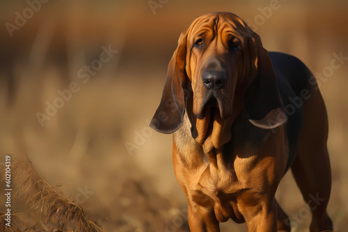 Bloodhound - originating from Belgium, this breed is known for its exceptional sense of smell and is often used in law enforcement (Generative AI) photo