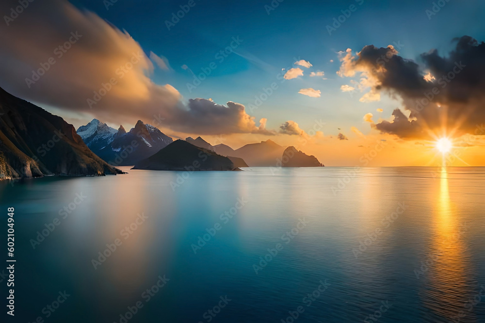 a beautiful landscape, like a sunset over the ocean or a mountain range a beautiful landscape, like a sunset over the ocean or a mountain range