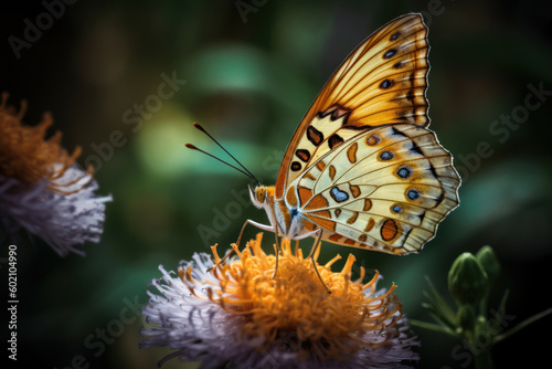 Schmetterling mit Blumenvordergrund