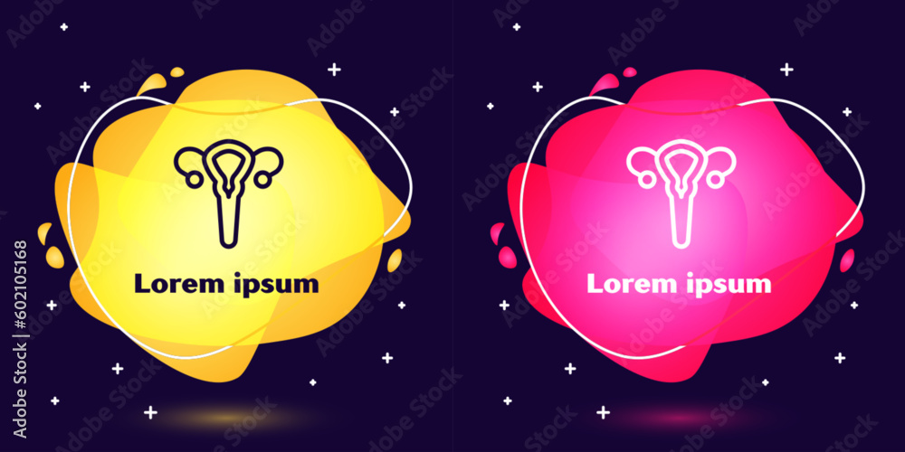 Set line Female reproductive system icon isolated on blue background. Anatomy. Gynecology. Woman health. Abstract banner with liquid shapes. Vector Set line Female reproductive system icon isolated on blue background. Anatomy. Gynecology. Woman health. Abstract banner with liquid shapes. Vector
