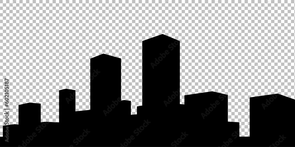 City skyline on transparent background in black colors. Vector Illustration.