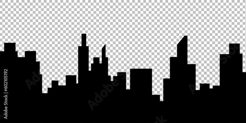 City skyline on transparent background in black colors. Vector Illustration.