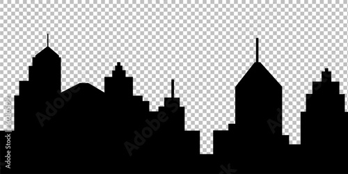 City skyline on transparent background in black colors. Vector Illustration.