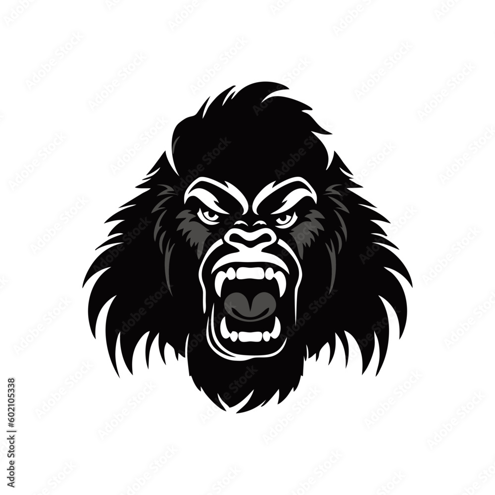 Vector Art Illustrations of an angry gorilla face