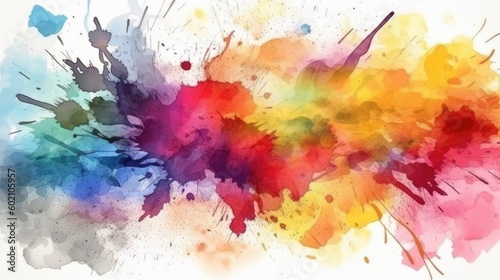 The background features splashes of watercolor. (Generative AI)