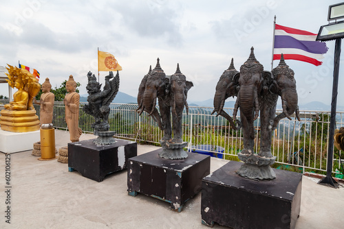 Photography Statues of the three-headed elephant Airavata, the king of all elephants in Hinduism, a mythological creature