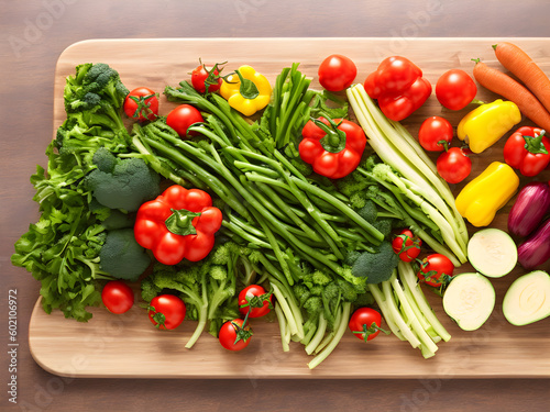 Background or frame image created by placing various vegetables 63