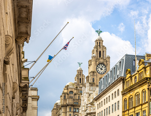 View of waterfront in Liverpool, a city and metropolitan borough in North West England