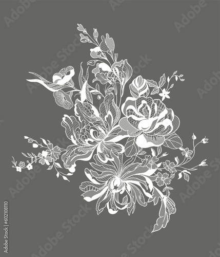 Lace ornate flowers. vector illustration