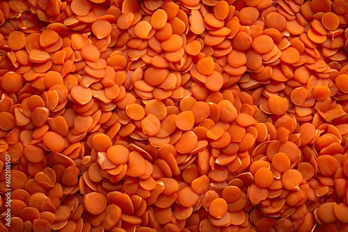 Organic Red Lentil Macro Texture: A Closeup of Healthy Dry Legume Background, Generative AI photo