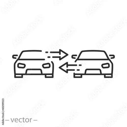 car exchange icon, thin line symbol - editable stroke vector illustration