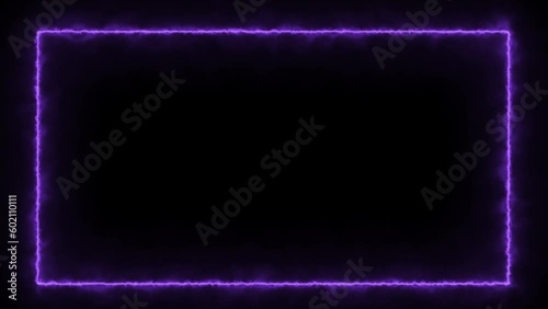 Purple neon flame inferno, electric line glowing, abstract glowing neon line frame, power energy light line frame background	
